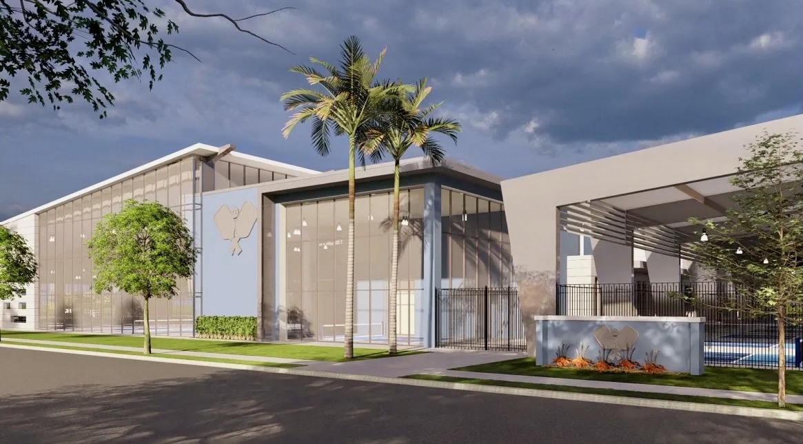 Exterior rendering of Ocoee Pickleball Complex.